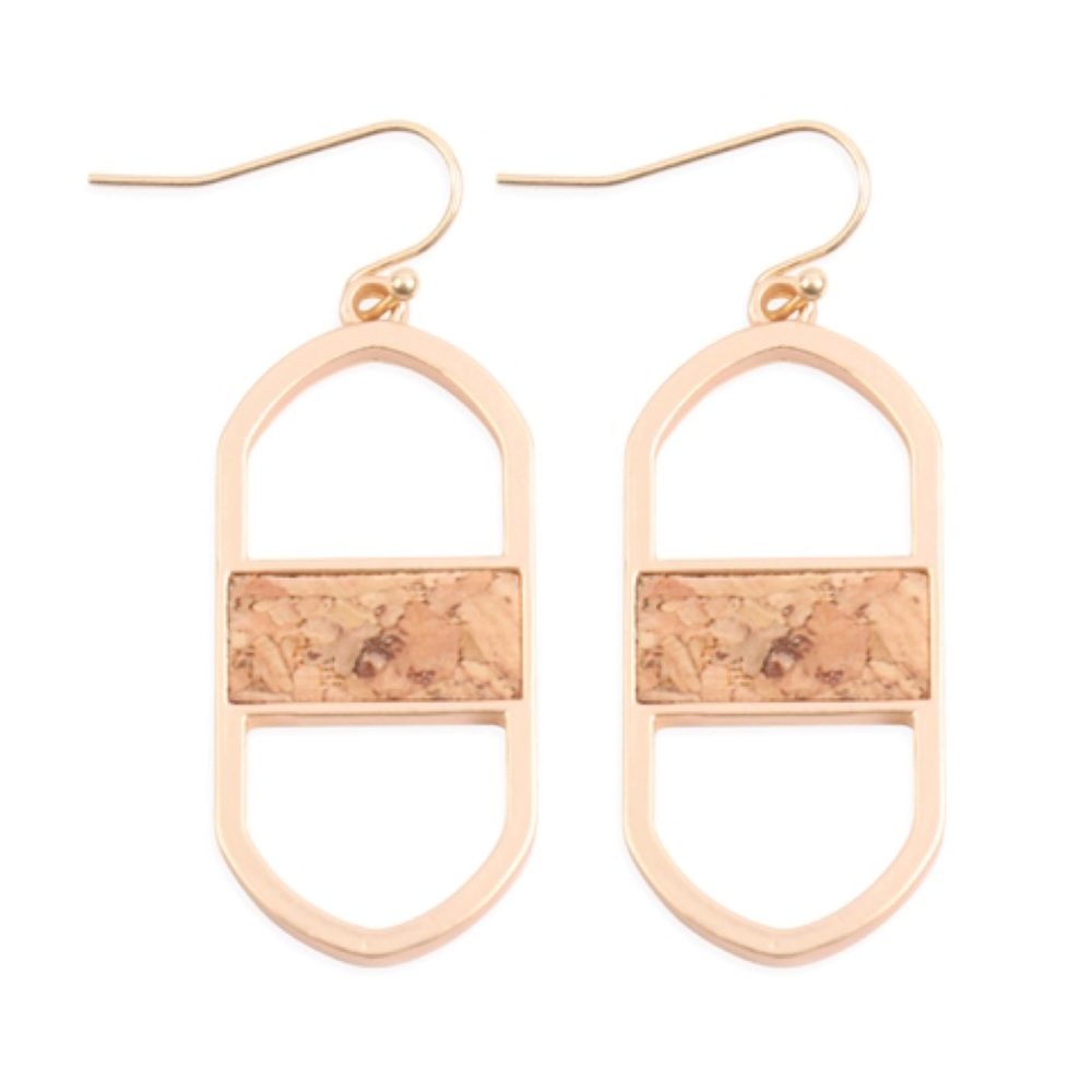 GOLD FAUX LEATHER DROP EARRINGS